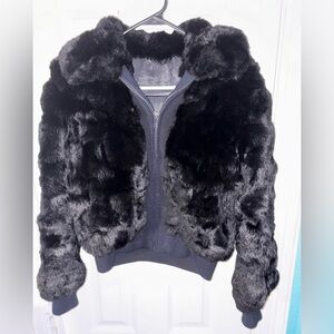 Natural Genuine Rabbit Fur Bomber